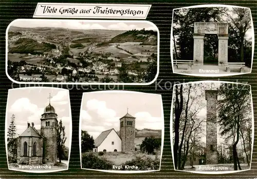 AK / Ansichtskarte  Theisbergstegen Panorama Ehrenmal Remigiuskirche Ev Kirche Potzbergturm Theisbergstegen