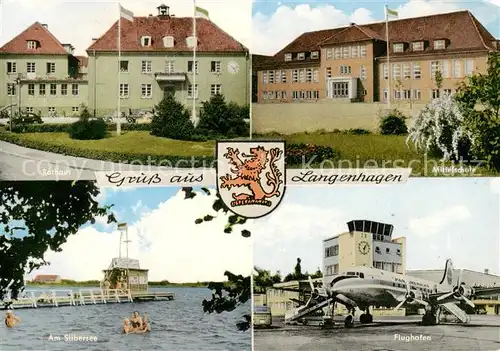 AK / Ansichtskarte  Langenhagen__Hannover Rathaus Mittelschule Am Silbersee Flughafen 