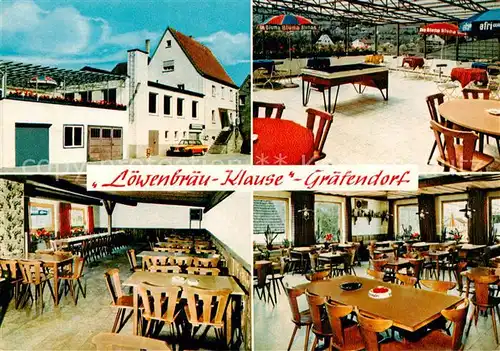 AK / Ansichtskarte 73862917 Graefendorf_Unterfranken Loewenbraeu Klause Gastraeume Terrasse Graefendorf Unterfranken