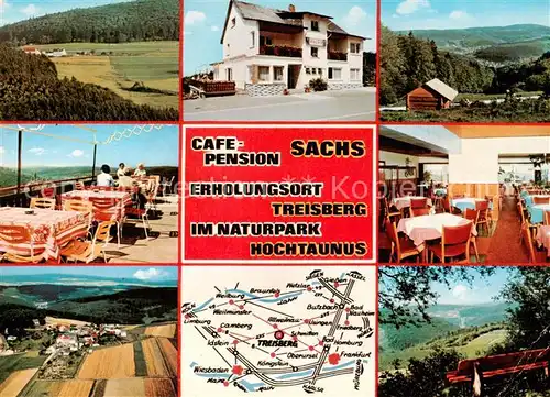 AK / Ansichtskarte  Treisberg_Schmitten_Hessen Cafe Pension Sachs Gaststube Terrasse Panorama  