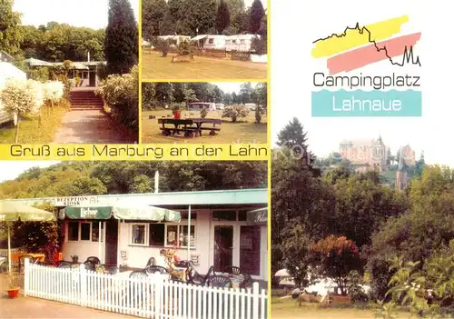 AK / Ansichtskarte 73863020 Marburg_Lahn Campingplatz Lahnaue Blick zum Schloss Marburg_Lahn