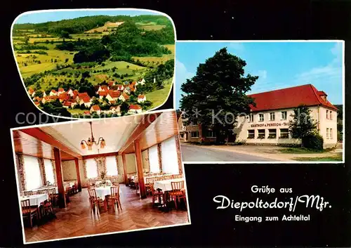AK / Ansichtskarte 73863025 Diepoltsdorf Gasthaus Pension Zur gruenen Flur Luftaufnahme Diepoltsdorf