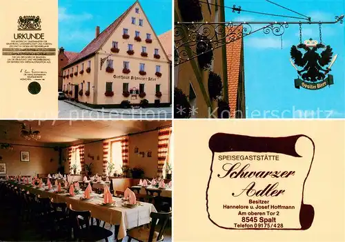 AK / Ansichtskarte 73863032 Spalt Gaststaette Schwarzer Adler restaurant Tuerschild Spalt