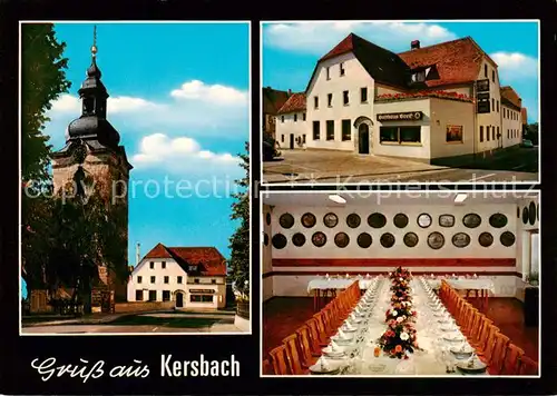 AK / Ansichtskarte 73863036 Kersbach_Oberfranken Gasthaus Greif Festtafel Kirche Kersbach Oberfranken