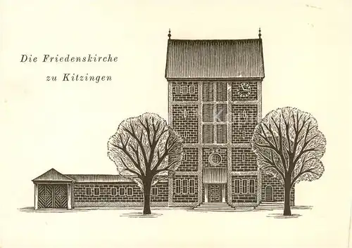 AK / Ansichtskarte  Kitzingen_Main Die Friedenskirche Original Holzschnitt Kitzingen Main