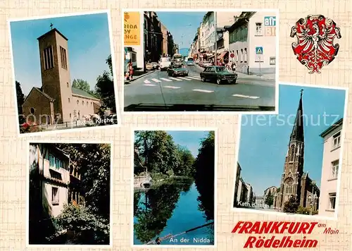 AK / Ansichtskarte 73863066 Roedelheim_Frankfurt Ev Kirche Strasse An der Nidda Kath Kirche 