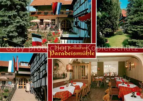AK / Ansichtskarte 73863072 Roellfeld_Klingenberg_Main_Bayern Hotel Restaurant Gasthof Paradeismuehle Park Gastraeume Terrasse 