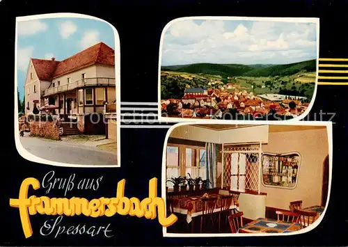 AK / Ansichtskarte 73863107 Frammersbach Terrassengaststaette Kessler Panorama Gaststube Frammersbach