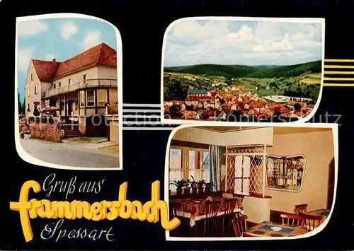 AK / Ansichtskarte  Frammersbach Terrassengaststaette Kessler Panorama Gaststube Frammersbach