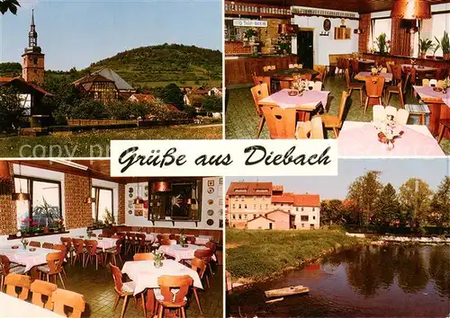 AK / Ansichtskarte 73863110 Diebach_Hammelburg Gastwirtschaft Remling Gastraeume Weiher Diebach Hammelburg