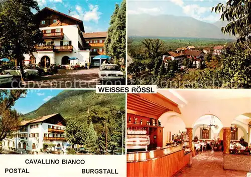 AK / Ansichtskarte  Burgstall_Merano_Meran_IT Gasthof Weisses Roessl mit Neubau Gastraum Theke Panorama 