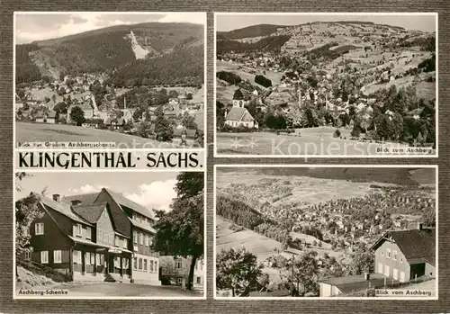 AK / Ansichtskarte  Klingenthal_Vogtland Grosse Aschbergschanze Blick zum Aschberg Aschberg-Schenke Blick vom Aschberg Klingenthal_Vogtland