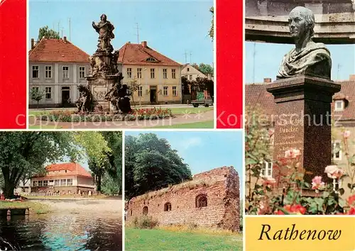 AK / Ansichtskarte  Rathenow Denkmal des Kurfuersten Duncker Denkmal Waldschwimmbad Stadtmauer Rathenow