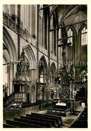 AK / Ansichtskarte  Stralsund Nikolaikirche Mittelschiff und Chor mit gotischem Triumphkreuz