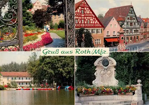 AK / Ansichtskarte 73863206 Roth_Nuernberg Park Fachwerkhaeuser Gondelteich Gedenkstaette Roth Nuernberg