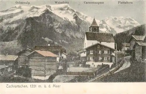 AK / Ansichtskarte  Tschiertschen_GR Ortsansicht mit Kirche Alpen 