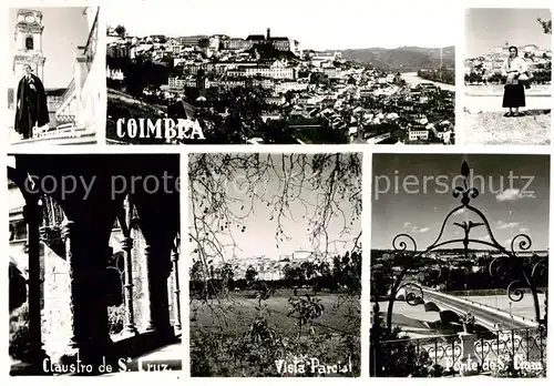 AK / Ansichtskarte 73863238 Coimbra_PT Stadtpanorama Moench Trachten Kloster Bruecke 