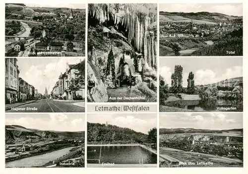 AK / Ansichtskarte  Letmathe_Oestrich Panorama Hagener Strasse Industrie Dechenhoehle Freibad Volksgarten Letmathe_Oestrich