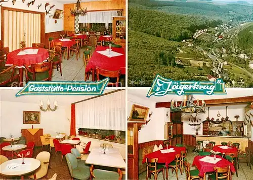 AK / Ansichtskarte 73863265 Wald_Brilon Gaststaette Pension Jaegerkrug Gaststube Panorama Luftaufnahme 