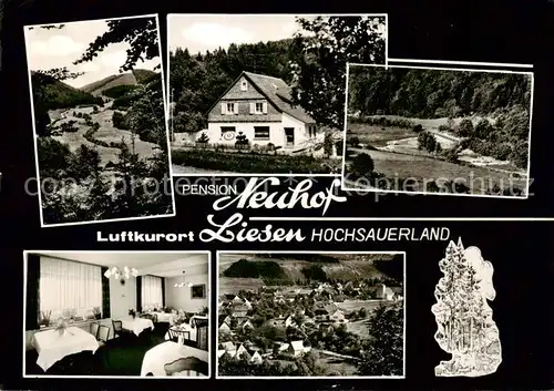 AK / Ansichtskarte 73863269 Liesen Pension Neuhof Gastraum Landschaftspanorama Liesen