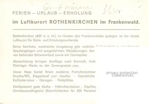 AK / Ansichtskarte  Rothenkirchen_Oberfranken Gasthof Luftkurort Rothenkirchen Oberfranken