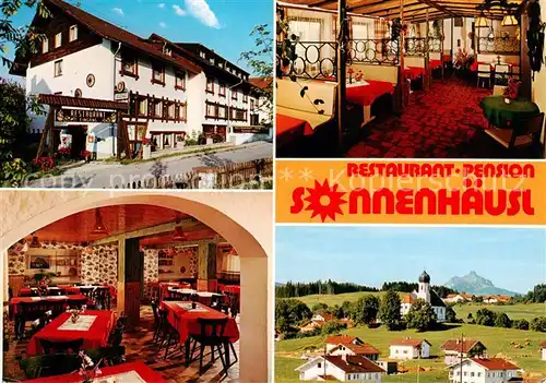 AK / Ansichtskarte  Rueckholz Restaurant Pension Sonnenhaeusl Ortsansicht mit Kirche Rueckholz