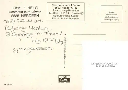 AK / Ansichtskarte  Herdern_Steckborn Gasthaus zum Loewen Restaurant Herdern_Steckborn