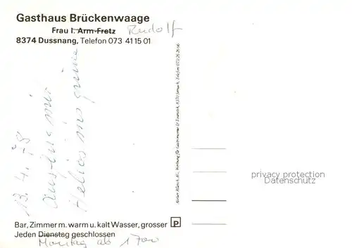 AK / Ansichtskarte  Dussnang_TG Gasthaus Brueckenwaage Gastraum Bar 
