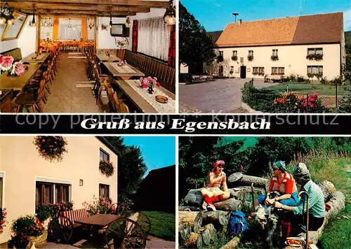 AK / Ansichtskarte 73863368 Egensbach_Mittelfranken Gasthaus Zum stillen Baechlein Gaststube Picknick Egensbach Mittelfranken