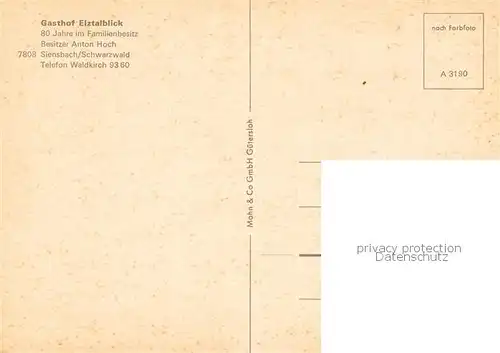 AK / Ansichtskarte  Siensbach Gasthof Elztalblick Gaststube Siensbach
