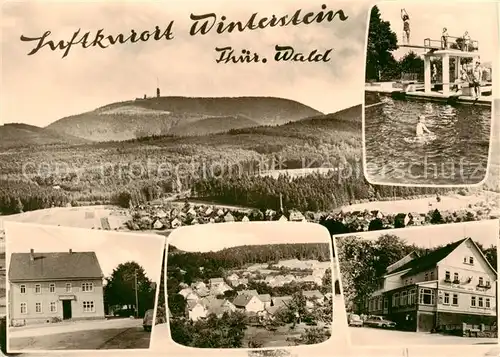 AK / Ansichtskarte 73863387 Winterstein_Waltershausen Panorama Freibad Sprungturm Ortsansichten Gasthaus 