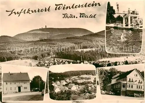 AK / Ansichtskarte  Winterstein_Waltershausen Panorama Freibad Sprungturm Ortsansichten Gasthaus 