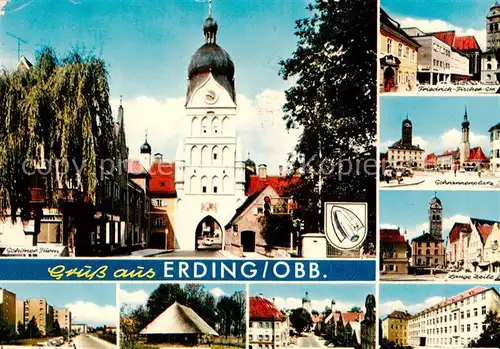 AK / Ansichtskarte  Erding Schoener Turm Friedrich Fischer Str Lange Zeile Teilansichten Erding