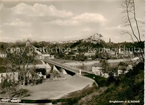 AK / Ansichtskarte 73863462 Burghausen__Salzach_Oberbayern Panorama mit Burg Neue Salzachbruecke 