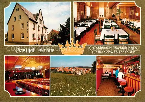 AK / Ansichtskarte 73863475 Trochtelfingen_Hohenzollern Gasthof Krone Steinhilben Gastraeume Saal Bar Trochtelfingen
