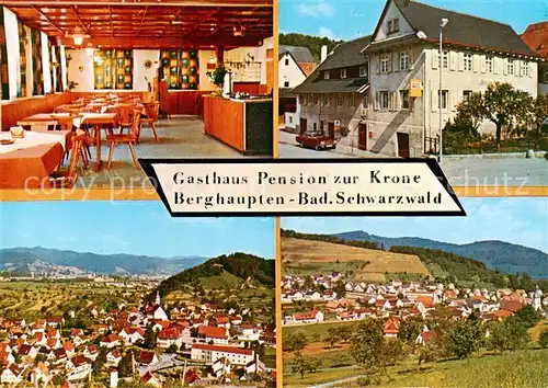 AK / Ansichtskarte  Berghaupten Gasthaus Pension zur Krone Gastraum Fliegeraufnahme Panorama Berghaupten