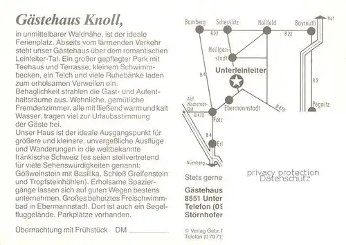 AK / Ansichtskarte  Unterleinleiter Gaestehaus Knoll Gastraeume Terrasse Schwimmbad Teich Unterleinleiter