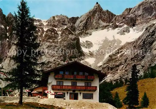 AK / Ansichtskarte 73863546 Dachstein_Suedwand Berghotel Tuerlwand mit Bergstation Hunerkogel 