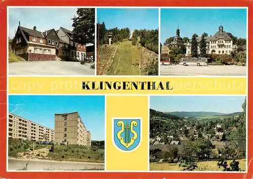 AK / Ansichtskarte  Klingenthal_Vogtland Aschbergschaenke Aschbergschanze Rathaus Neubaugebiet An der Huth Panorama Klingenthal_Vogtland