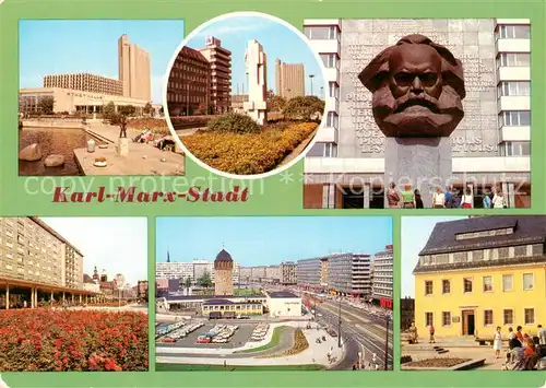 AK / Ansichtskarte  Karl-Marx-Stadt Stadthalle Interhotel Kongress Karl Marx Allee Monument Rosenhof Rathaus Karl Marx Platz Fritz Heckert Haus  Karl-Marx-Stadt