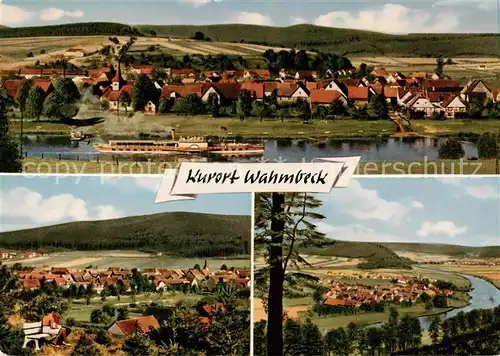 AK / Ansichtskarte 73863574 Wahmbeck_Weserbergland Panorama Teilansichten Weserpartie Wahmbeck_Weserbergland