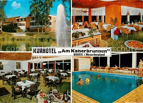 AK / Ansichtskarte  Brakel_Westfalen Kurhotel Am Kaiserbrunnen Gastraeume Hallenbad Brakel_Westfalen