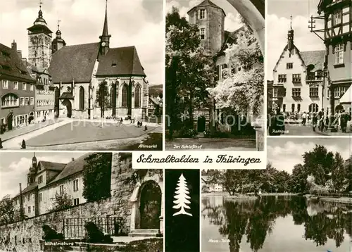 AK / Ansichtskarte 73863582 Schmalkalden Altmarkt Im Schlosshof Rathaus Wilhelmsburg Teich Schmalkalden