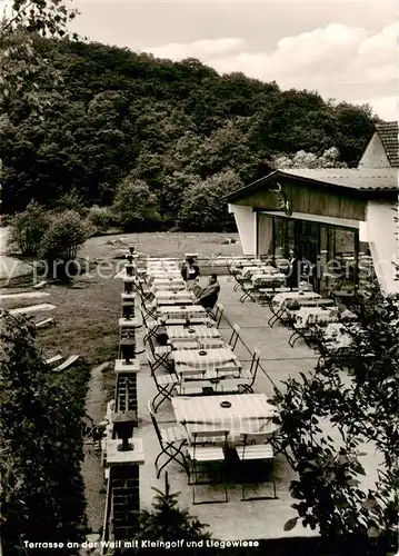 AK / Ansichtskarte  Erbismuehle_Neuweilnau_Weilrod Gaststaette Cafe Pension Erbismuehle Terrasse 