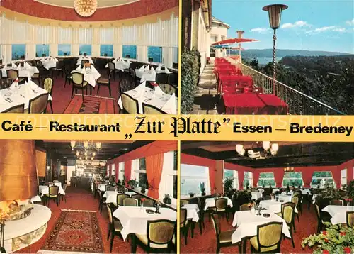 AK / Ansichtskarte 73863605 Bredeney_Essen_Ruhr Cafe Restaurant Zur Platte Gastraeume Terrasse 