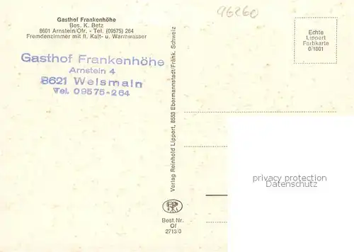 AK / Ansichtskarte 73863612 Arnstein_Oberfranken Gasthof Frankenhoehe Arnstein_Oberfranken