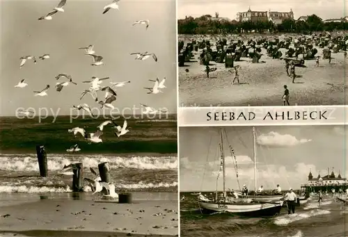 AK / Ansichtskarte  Ahlbeck_Ostseebad Blick von der Seebruecke Strandpartie Ahlbeck_Ostseebad