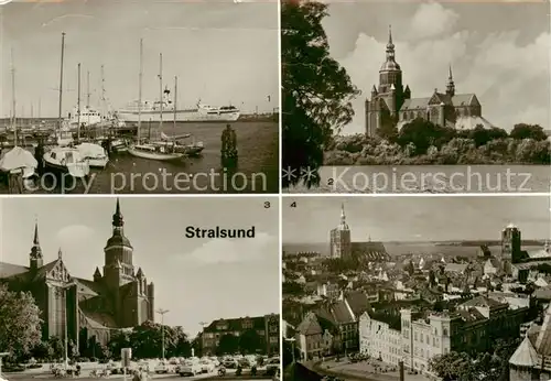 AK / Ansichtskarte  Stralsund Hafen und Marienkirche Ortsansicht 