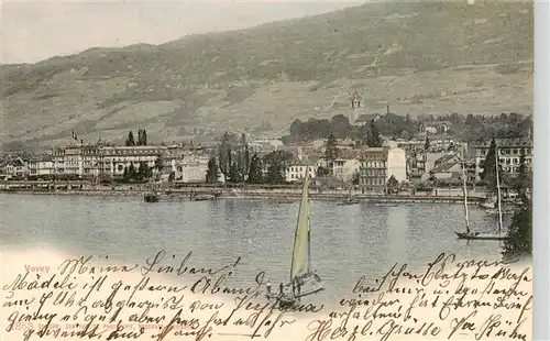 AK / Ansichtskarte  Vevey_VD Blick ueber den Genfersee Vevey_VD