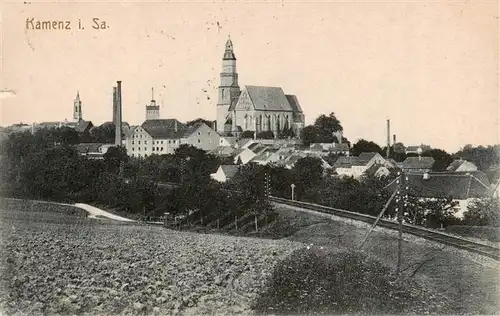 AK / Ansichtskarte  Kamenz_Sachsen Ortsansicht mit Kirche Kamenz Sachsen